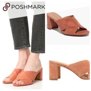 Madewell Suede Slip On Block Heels Mules, 7